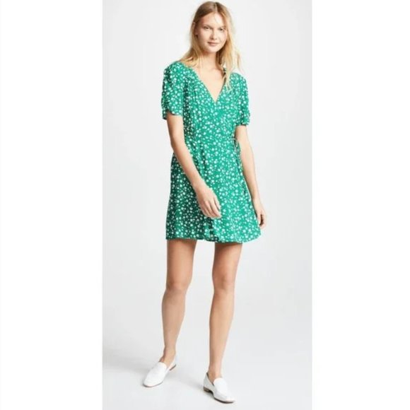 MINKPINK | Dresses | Mink Pink Green Floral Mini Wrap Dress | Poshmark